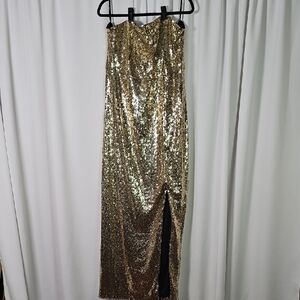 Elegant Gold Sequin Maxi Dress